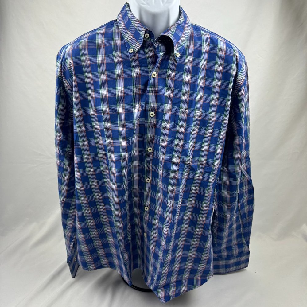Peter Millar Shirt Men XL Blue Button Up Long Sleeve Golf Casual 100% Cotton